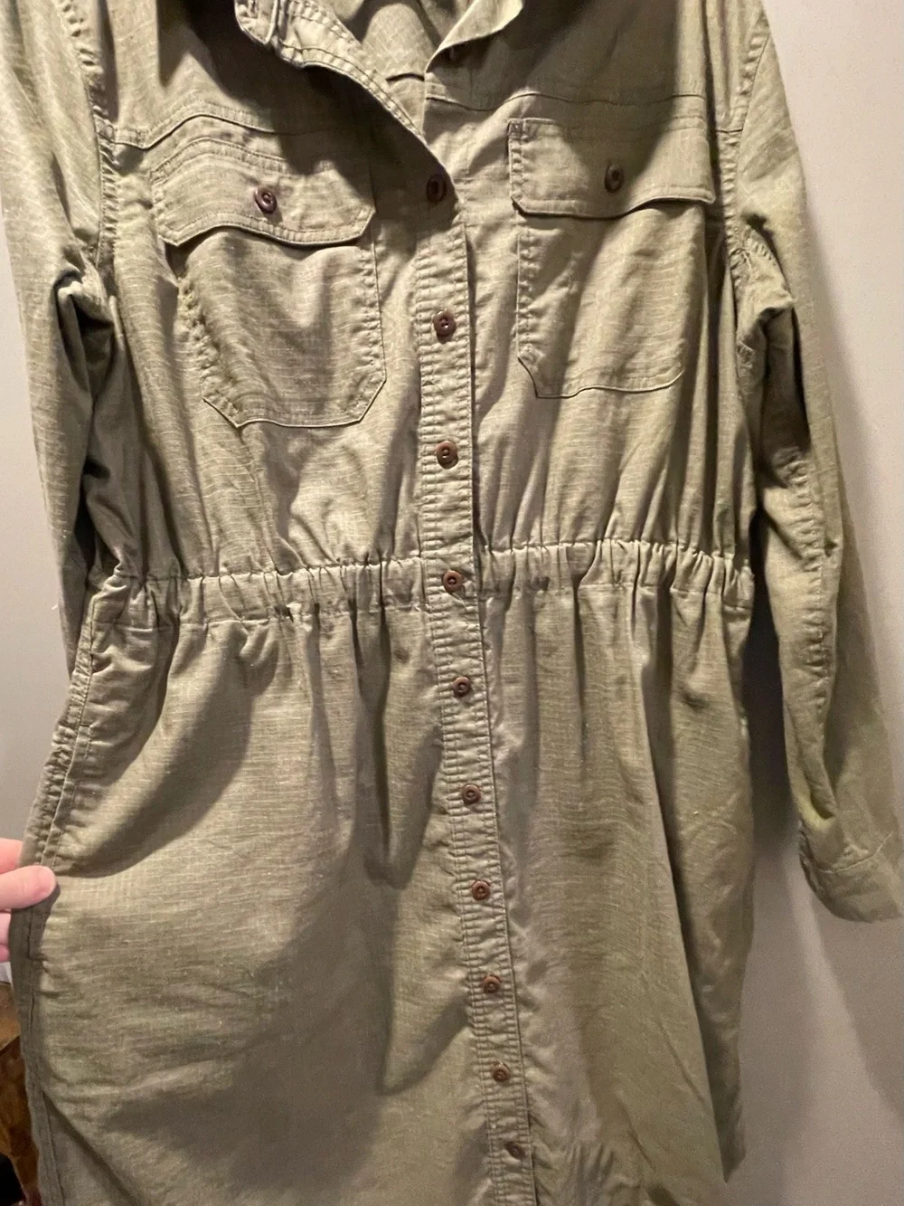 Duluth Trading Co Olive Green Utility Jacket Dress